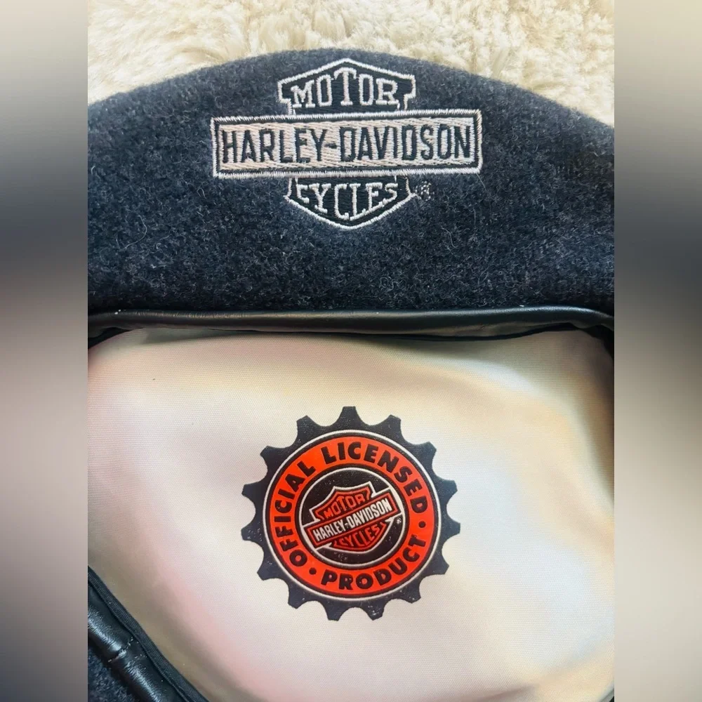Vintage Harley-Davidson Gray Wool Ivy Cap, Beret, Newsboy Flat Cap, Leather Brim